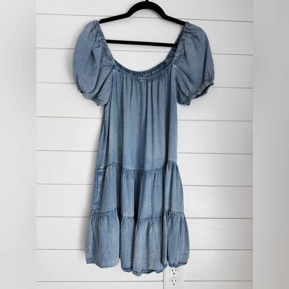 NEW, Mustard Seed, Chambray/Denim Short Sleeved Dress, Size Small - Picture 2 of 16